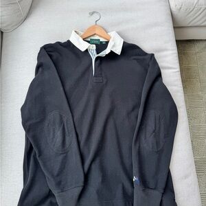 J. Crew Men’s Black Rugby w/White Collar